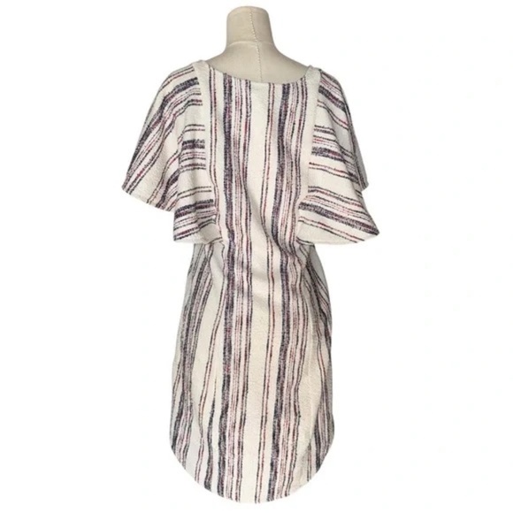 AKEMI + KIN Anthropologie S white Blue Striped Ruffle Jovaine Dress flutter Wow - Picture 2 of 5
